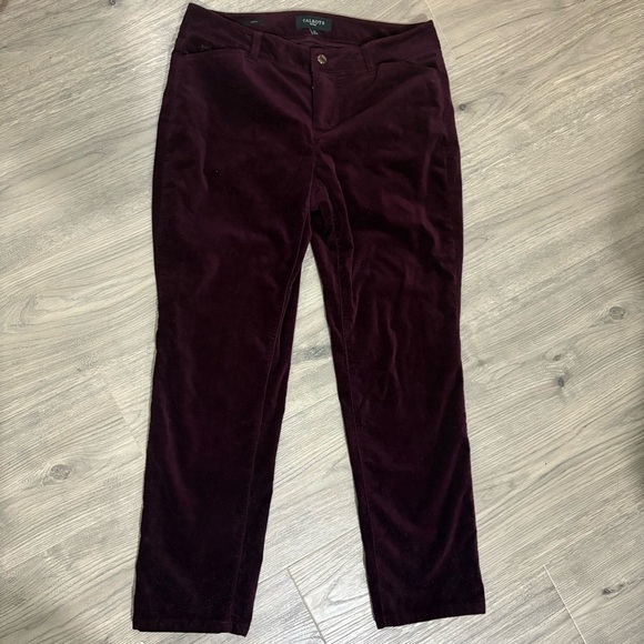 Talbots Pants - Talbots Curvy Corduroy Pants Womens Sz 10P Velour Burgundy Straight Leg Stretch